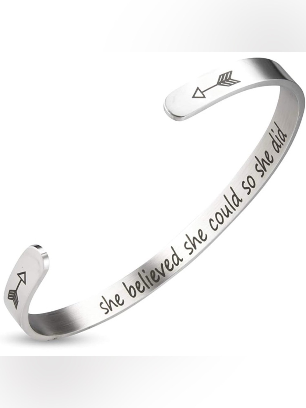 Btysun Inspirational Stainless Steel Cuff Bracelet w dust bag boxed NIB